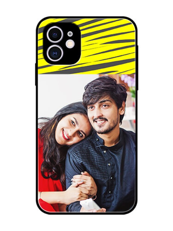 Custom Apple iPhone 11 Photo Printing on Glass Case  - Yellow Abstract Design