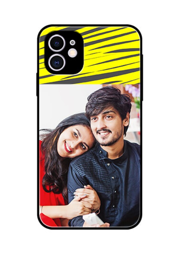 Apple iPhone 11 Photo Printing on Glass Case  - Yellow Abstract Design
