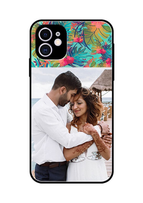 Apple iPhone 11 Photo Printing on Glass Case  - Watercolor Floral Design