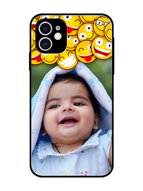 Custom Apple iPhone 11 Custom Glass Mobile Case  - with Smiley Emoji Design