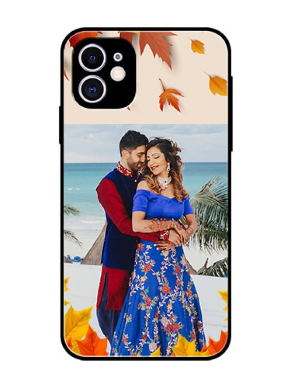 Custom Apple iPhone 11 Photo Printing on Glass Case  - Autumn Maple Leaves Design