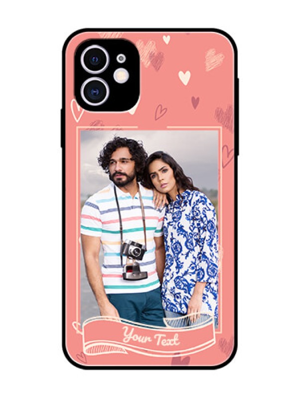 Custom Apple iPhone 11 Custom Glass Phone Case  - Love doodle art Design