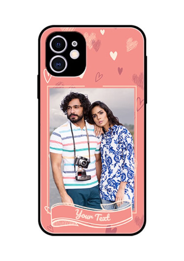 Apple iPhone 11 Custom Glass Phone Case  - Love doodle art Design