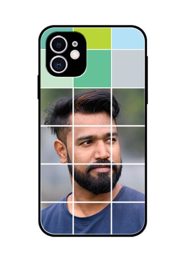 Apple iPhone 11 Photo Printing on Glass Case  - with white box pattern 