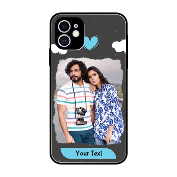 Apple iPhone 11 Custom Glass Phone Case - Splashes with love doodles Design Apple iPhone 11 Custom Glass Phone Case - Splashes with love doodles Design