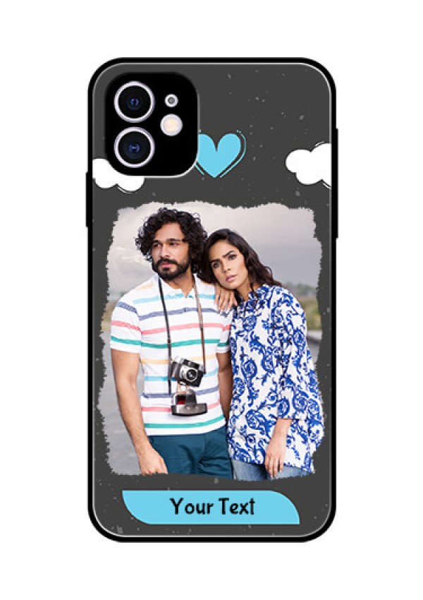 Apple iPhone 11 Custom Glass Phone Case  - Splashes with love doodles Design
