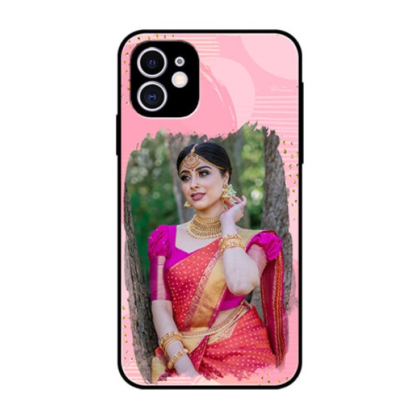 Apple iPhone 11 Personalized Glass Phone Case - Gold Glitter Splash Design Apple iPhone 11 Personalized Glass Phone Case - Gold Glitter Splash Design