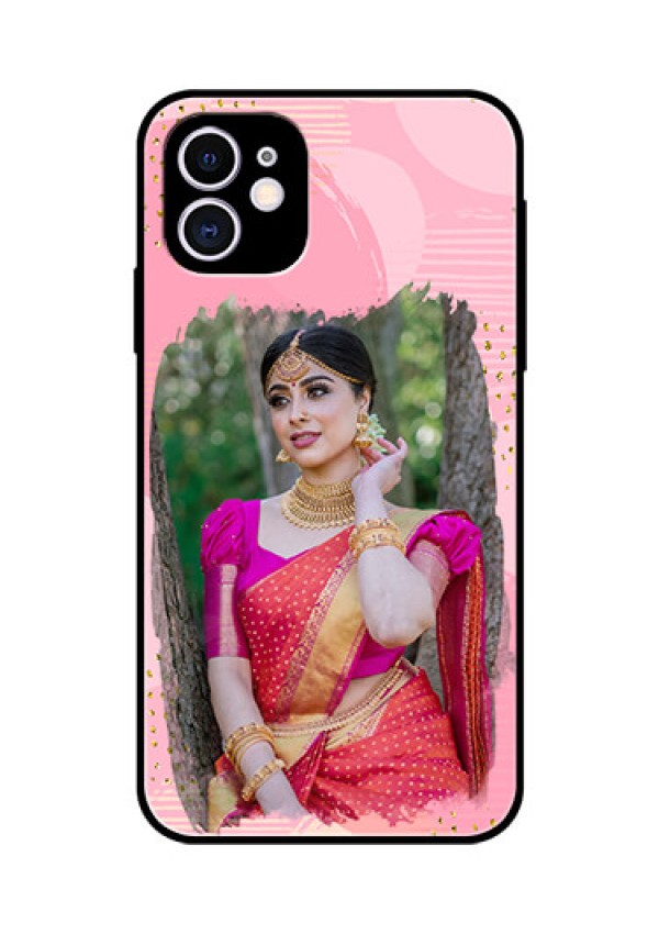 Apple iPhone 11 Personalized Glass Phone Case  - Gold Glitter Splash Design