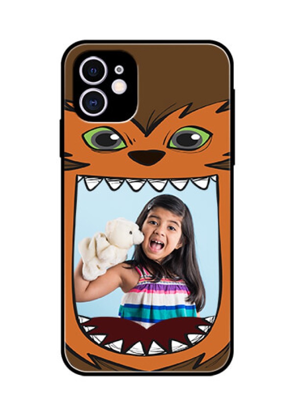 Apple iPhone 11 Photo Printing on Glass Case  - Owl Monster Back Case Design