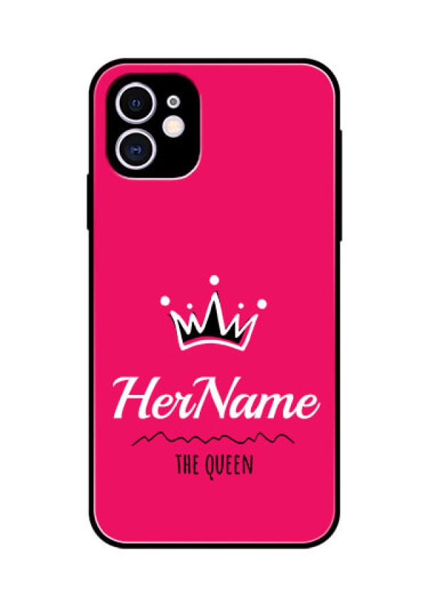 Iphone 11 Glass Phone Case Queen with Name
