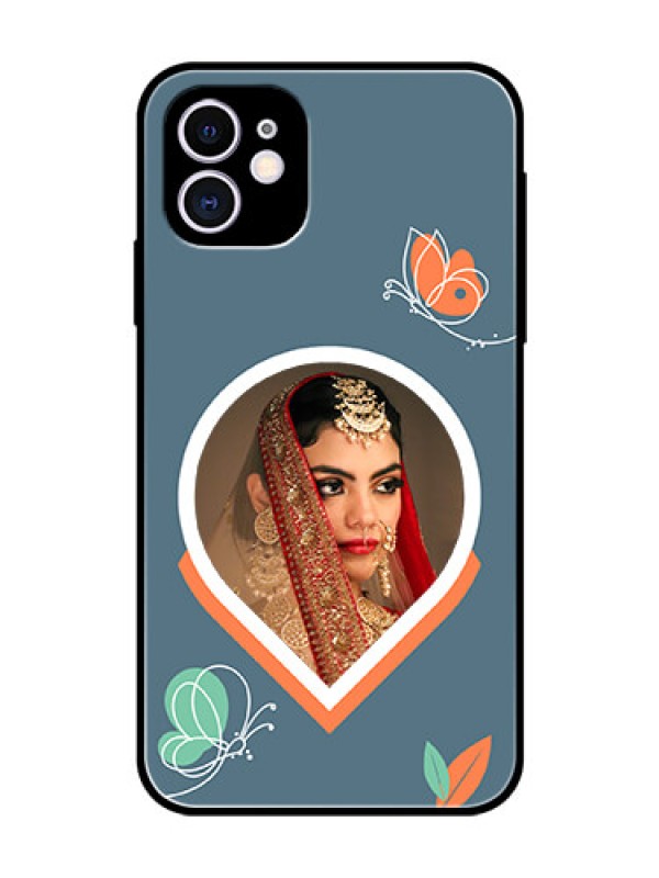 Custom iPhone 11 Custom Glass Mobile Case - Droplet Butterflies Design
