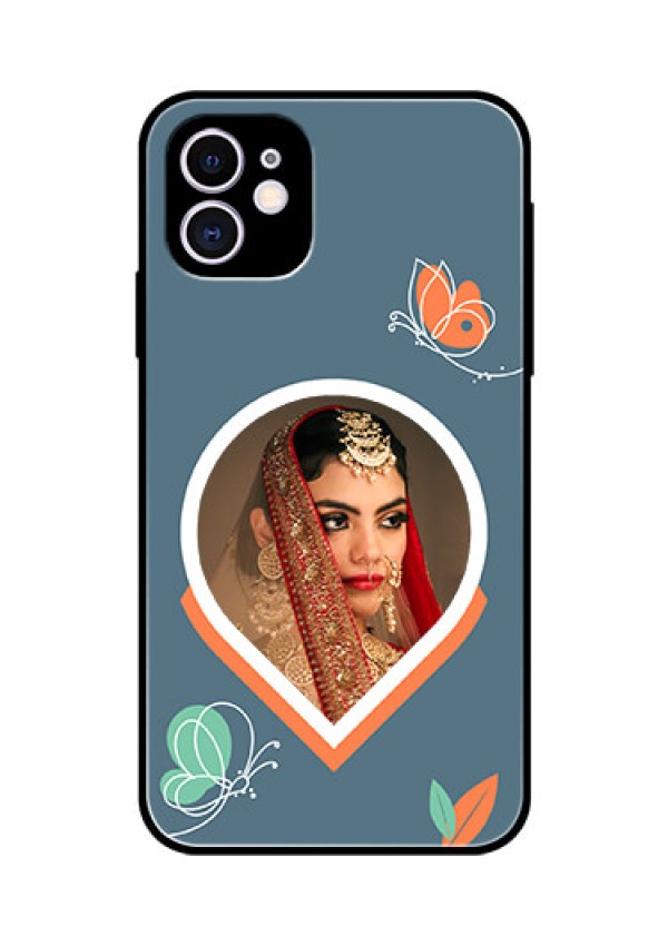 iPhone 11 Custom Glass Mobile Case - Droplet Butterflies Design