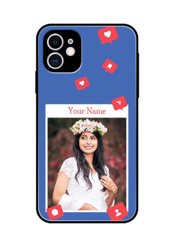 iPhone 11 Custom Glass Phone Case - Like Share And Comment Design