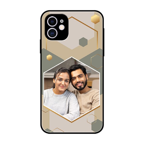 iPhone 11 Photo Printing on Glass Case - Stylish Hexagon Pattern Design iPhone 11 Photo Printing on Glass Case - Stylish Hexagon Pattern Design
