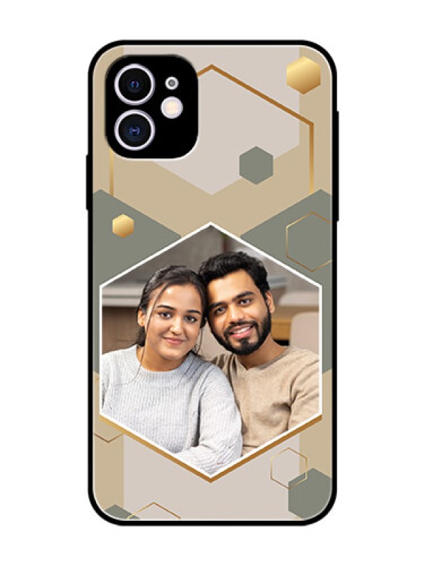 Custom iPhone 11 Photo Printing on Glass Case - Stylish Hexagon Pattern Design