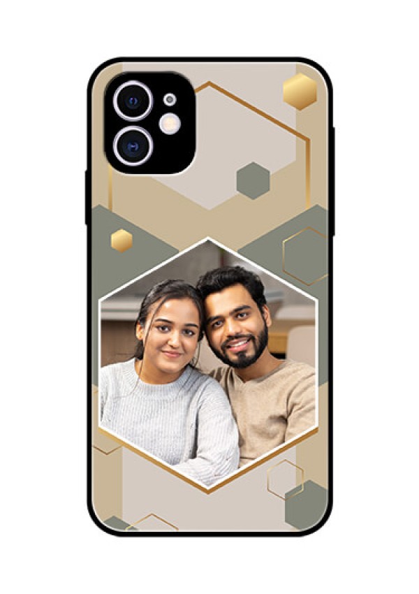 iPhone 11 Photo Printing on Glass Case - Stylish Hexagon Pattern Design