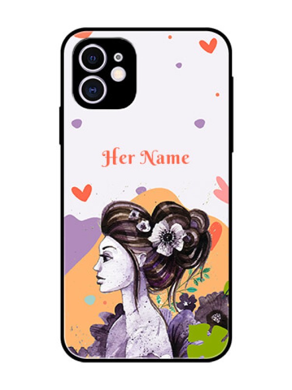 Custom iPhone 11 Personalized Glass Phone Case - Woman And Nature Design