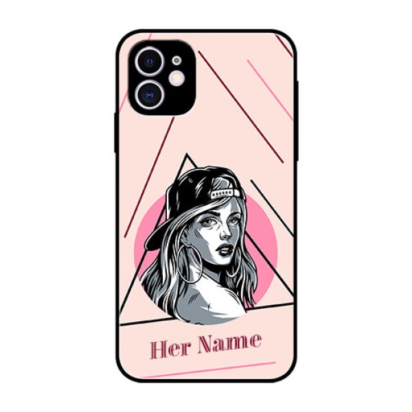 iPhone 11 Personalized Glass Phone Case - Rockstar Girl Design iPhone 11 Personalized Glass Phone Case - Rockstar Girl Design