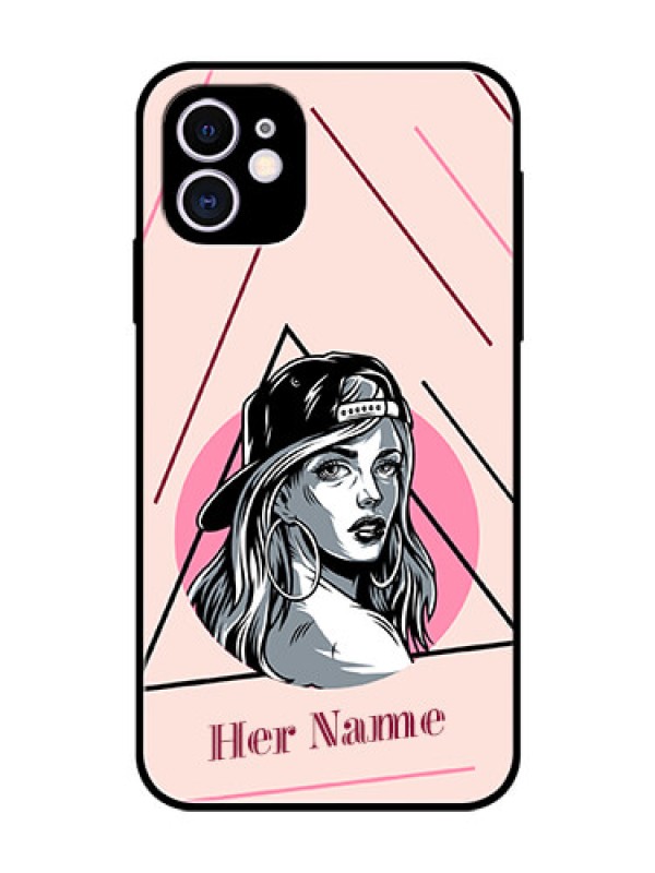 Custom iPhone 11 Personalized Glass Phone Case - Rockstar Girl Design