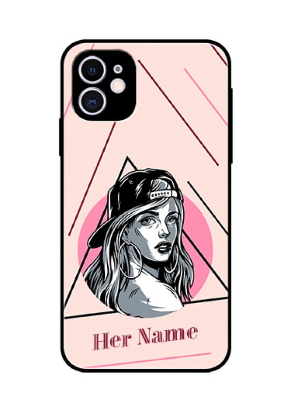 iPhone 11 Personalized Glass Phone Case - Rockstar Girl Design