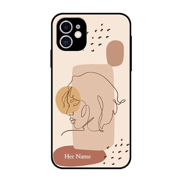 iPhone 11 Photo Printing on Glass Case - Calm Woman line art Design iPhone 11 Photo Printing on Glass Case - Calm Woman line art Design