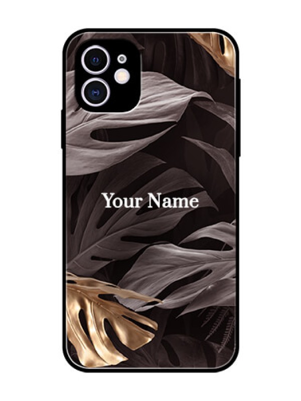 Custom iPhone 11 Personalised Glass Phone Case - Wild Leaves digital paint Design