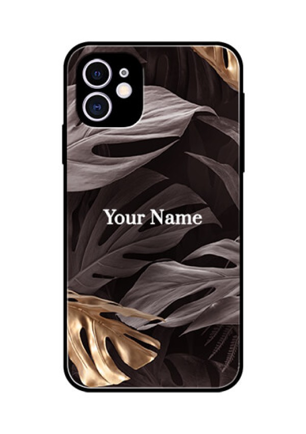 iPhone 11 Personalised Glass Phone Case - Wild Leaves digital paint Design