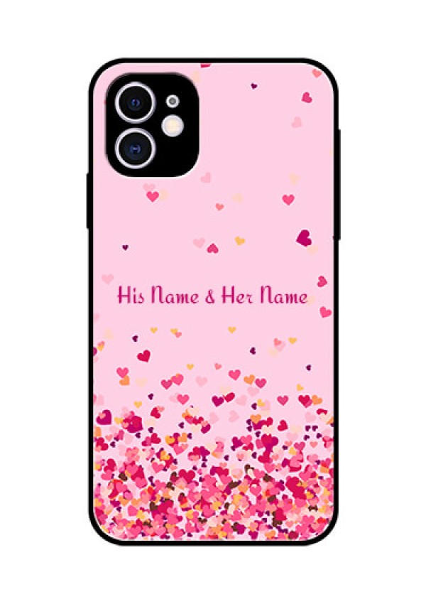 iPhone 11 Photo Printing on Glass Case - Floating Hearts Design