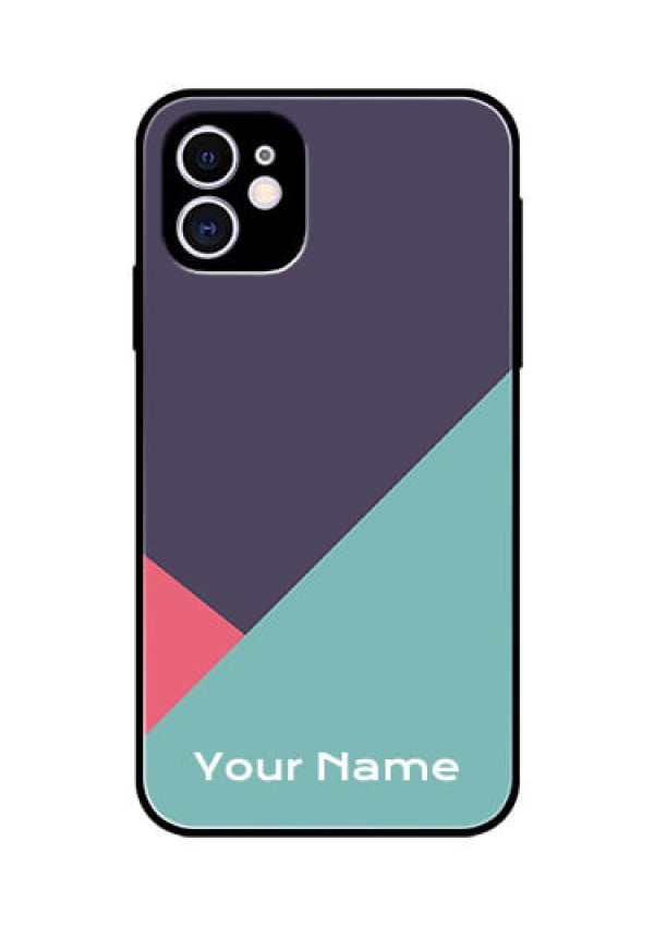 iPhone 11 Custom Glass Mobile Case - Tri Color abstract Design