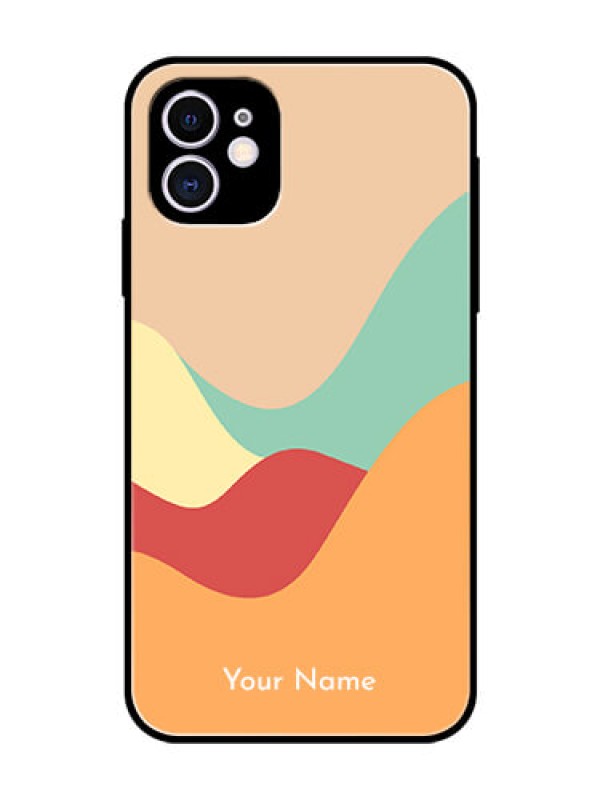 Custom iPhone 11 Personalized Glass Phone Case - Ocean Waves Multi-colour Design