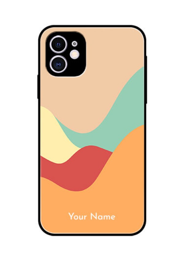 iPhone 11 Personalized Glass Phone Case - Ocean Waves Multi-colour Design