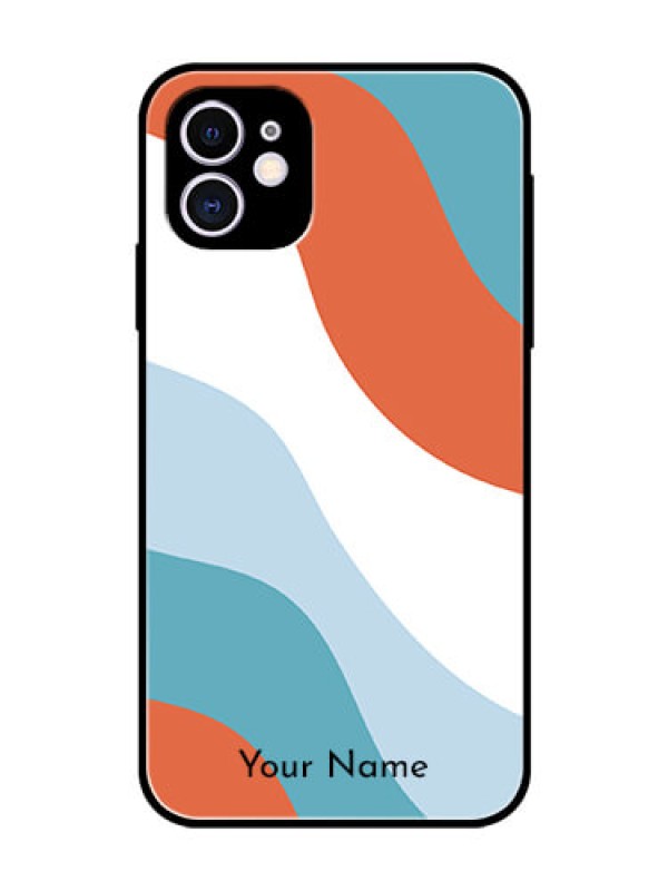 Custom iPhone 11 Custom Glass Mobile Case - coloured Waves Design