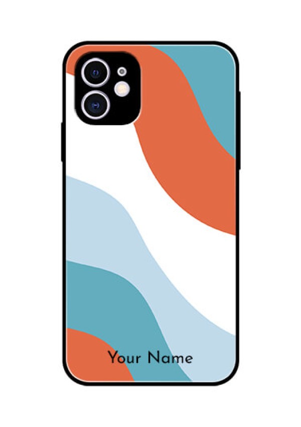 iPhone 11 Custom Glass Mobile Case - coloured Waves Design