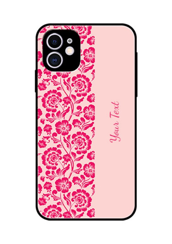 iPhone 11 Custom Glass Phone Case - Attractive Floral Pattern Design