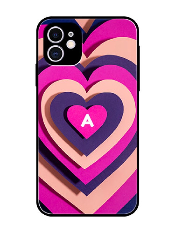 Custom iPhone 11 Custom Glass Mobile Case - Cute Heart Pattern Design