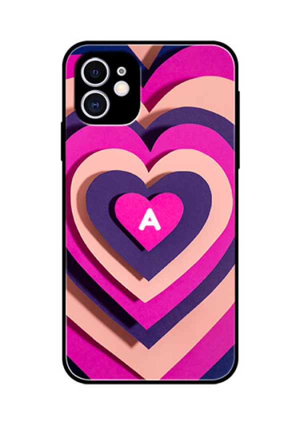iPhone 11 Custom Glass Mobile Case - Cute Heart Pattern Design