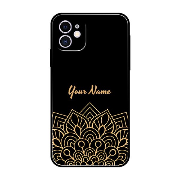 iPhone 11 Custom Glass Phone Case - Golden mandala Design