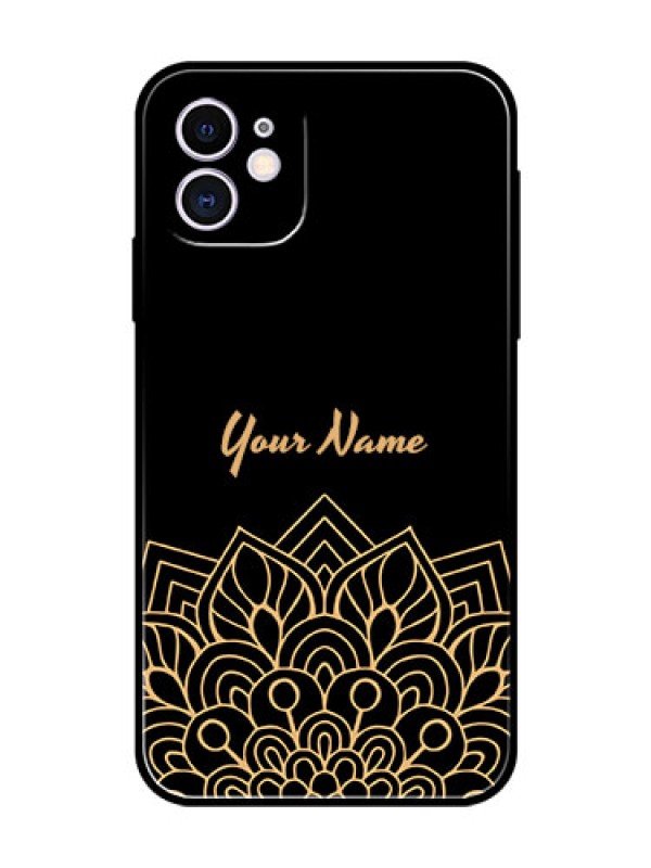 Custom iPhone 11 Custom Glass Phone Case - Golden mandala Design
