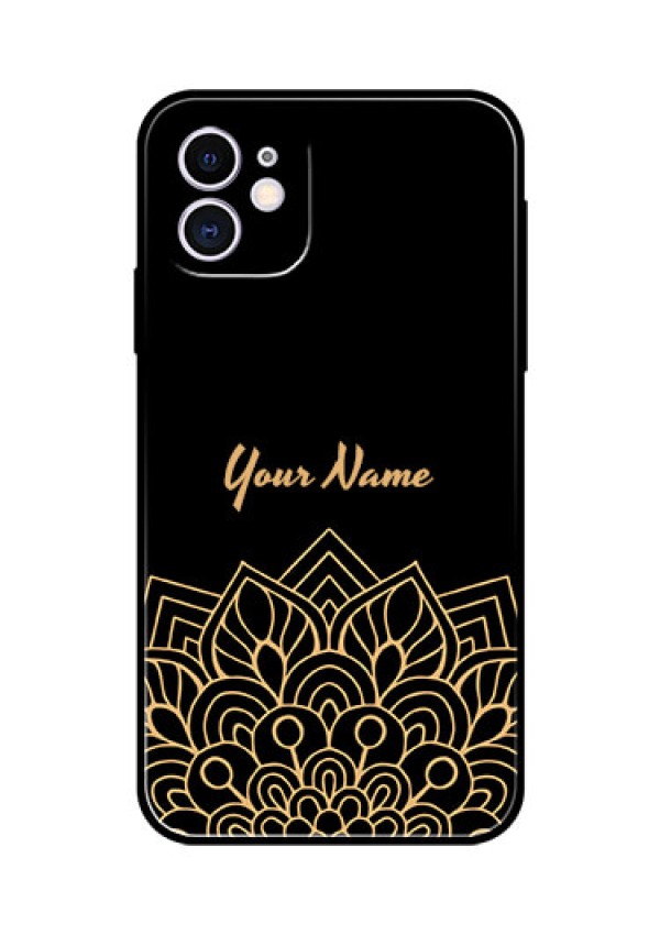 iPhone 11 Custom Glass Phone Case - Golden mandala Design