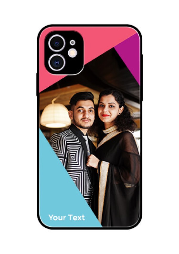 iPhone 11 Custom Glass Mobile Case - Stacked Triple colour Design