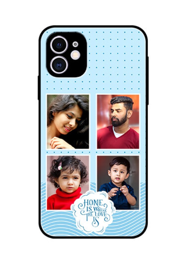 iPhone 11 Custom Glass Phone Case - Cute love quote with 4 pic upload Design