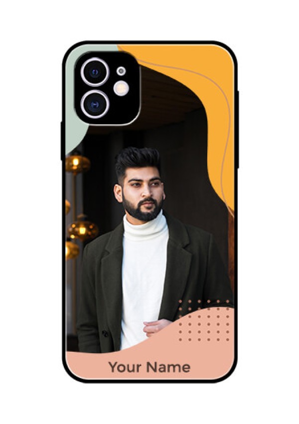 iPhone 11 Personalized Glass Phone Case - Tri-coloured overlay design