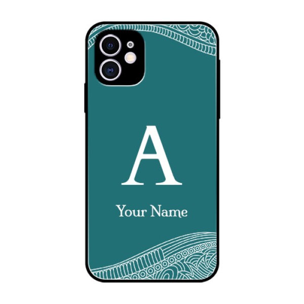 iPhone 11 Personalized Glass Phone Case - line art pattern with custom name Design iPhone 11 Personalized Glass Phone Case - line art pattern with custom name Design