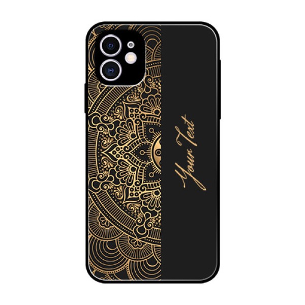 iPhone 11 Photo Printing on Glass Case - Mandala art with custom text Design iPhone 11 Photo Printing on Glass Case - Mandala art with custom text Design