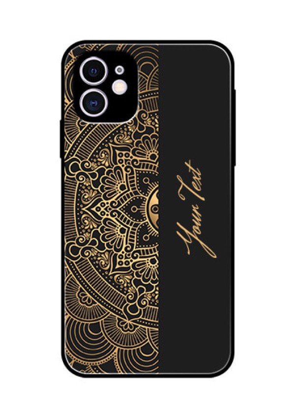 iPhone 11 Photo Printing on Glass Case - Mandala art with custom text Design