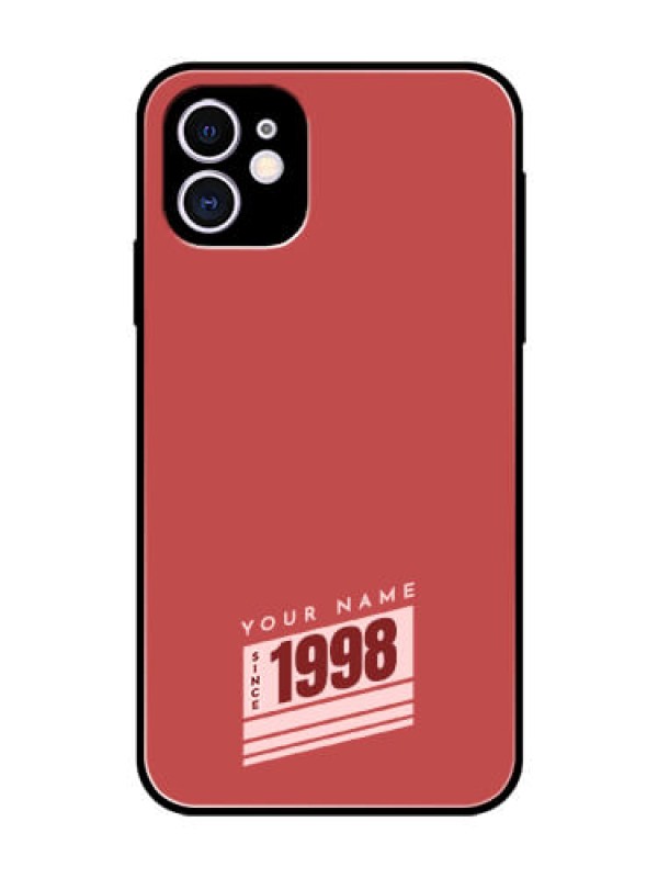 Custom iPhone 11 Custom Glass Phone Case - Red custom year of birth Design