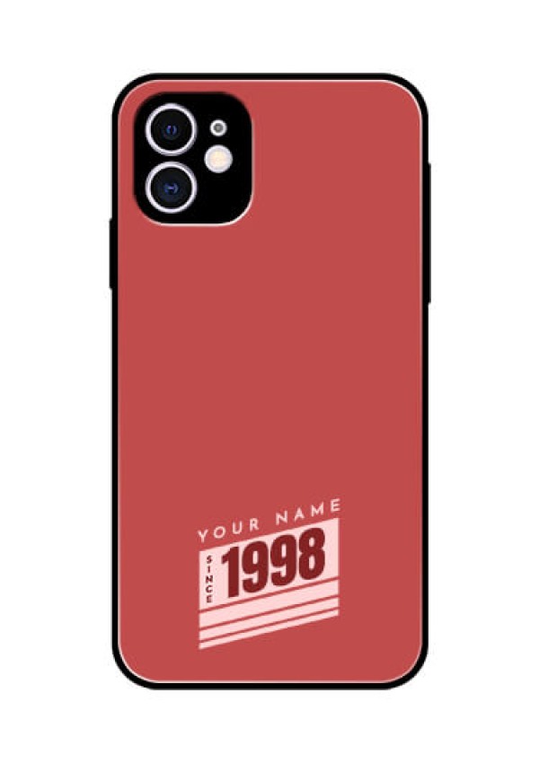iPhone 11 Custom Glass Phone Case - Red custom year of birth Design