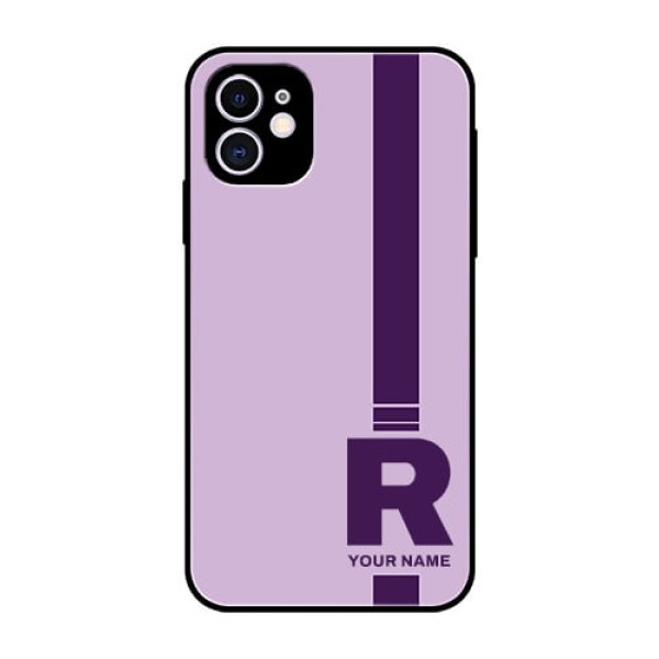 iPhone 11 Photo Printing on Glass Case - Simple dual tone stripe with name Design iPhone 11 Photo Printing on Glass Case - Simple dual tone stripe with name Design