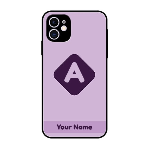 iPhone 11 Custom Glass Mobile Case - Custom Letter in curved badge Design