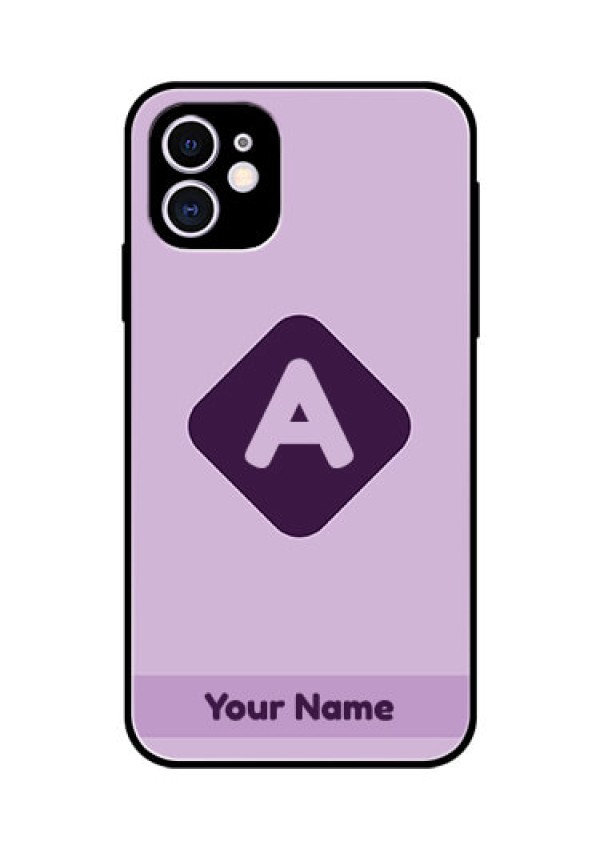iPhone 11 Custom Glass Mobile Case - Custom Letter in curved badge Design